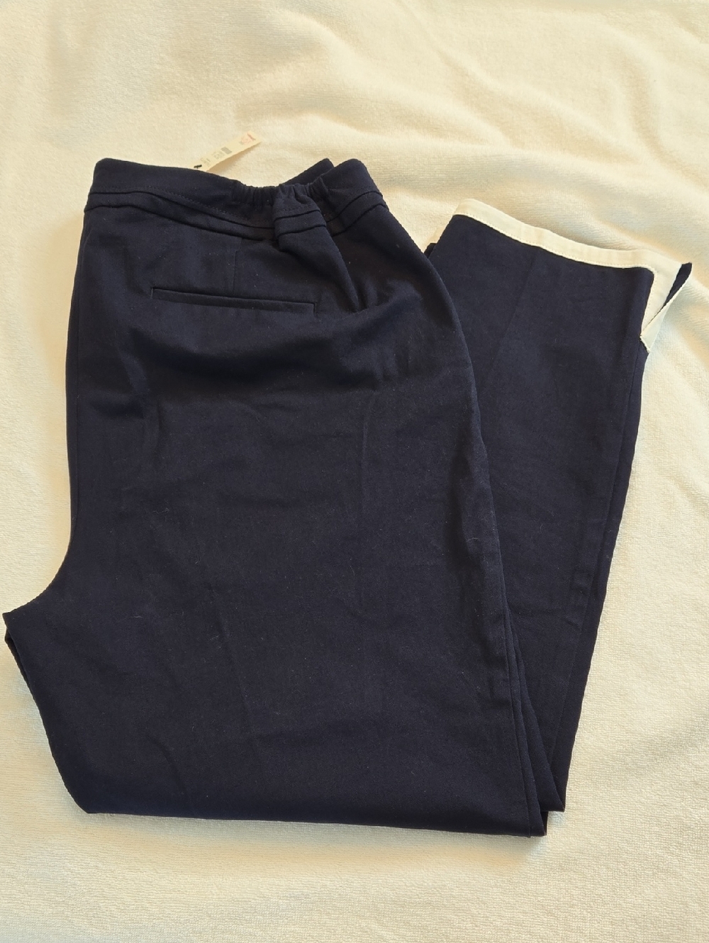 Talbots Navy Ankle Length Pants with White Contrast Trim, Size 16W